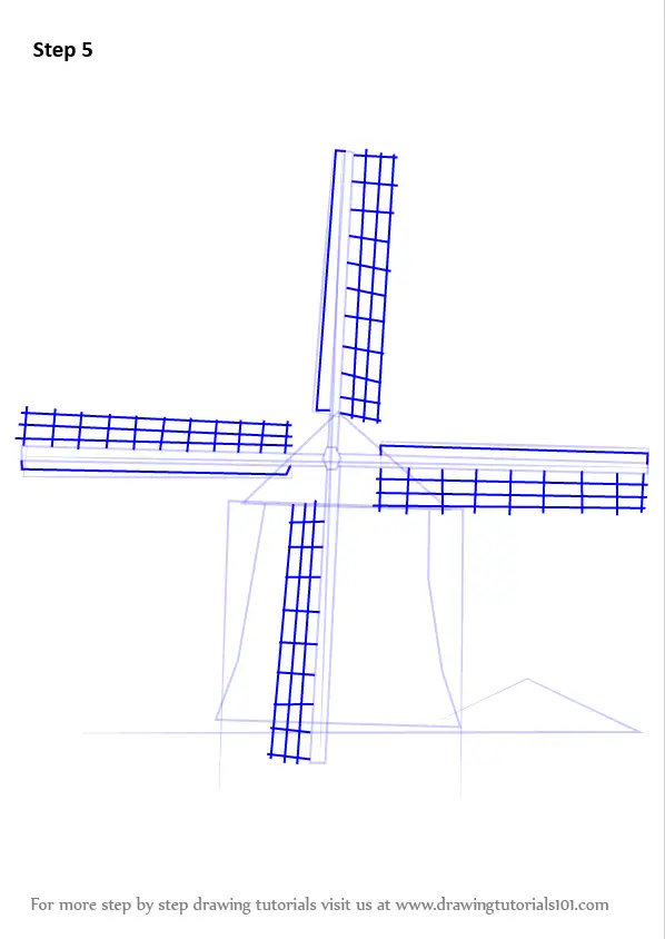 Learn How to Draw a Windmill (Windmills) Step by Step : Drawing