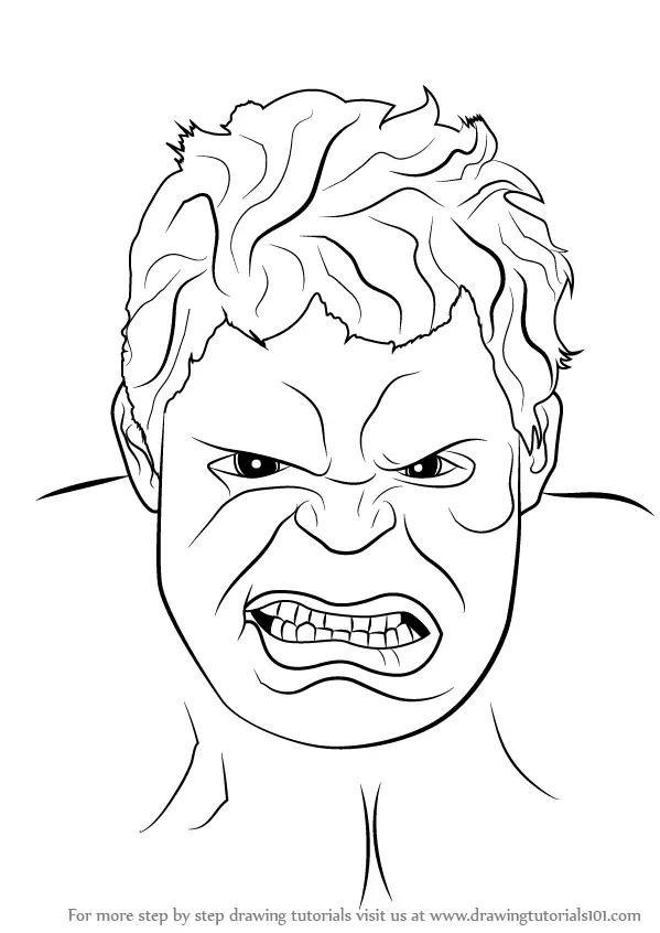 Step by Step How to Draw The Hulk Face