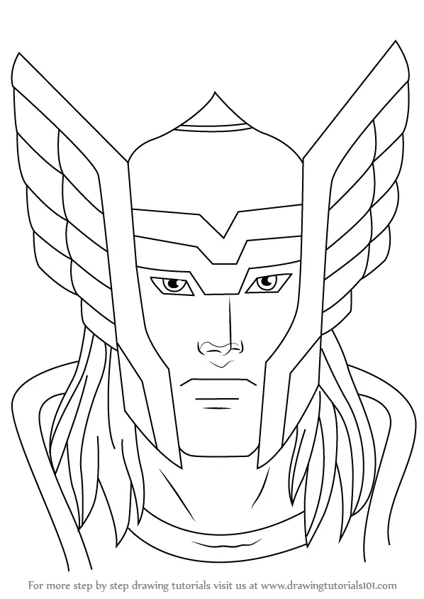 Step by Step How to Draw Thor Face : DrawingTutorials101.com