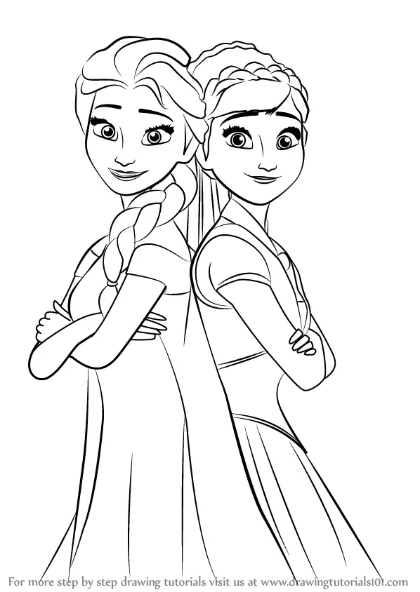 Learn How to Draw Elsa and Anna from Frozen Fever (Frozen