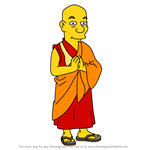How to Draw Dalai Lama from Simpsons