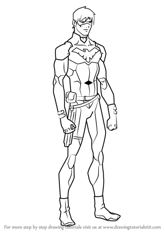 Learn How to Draw Nightwing from Young Justice (Young Justice) Step by