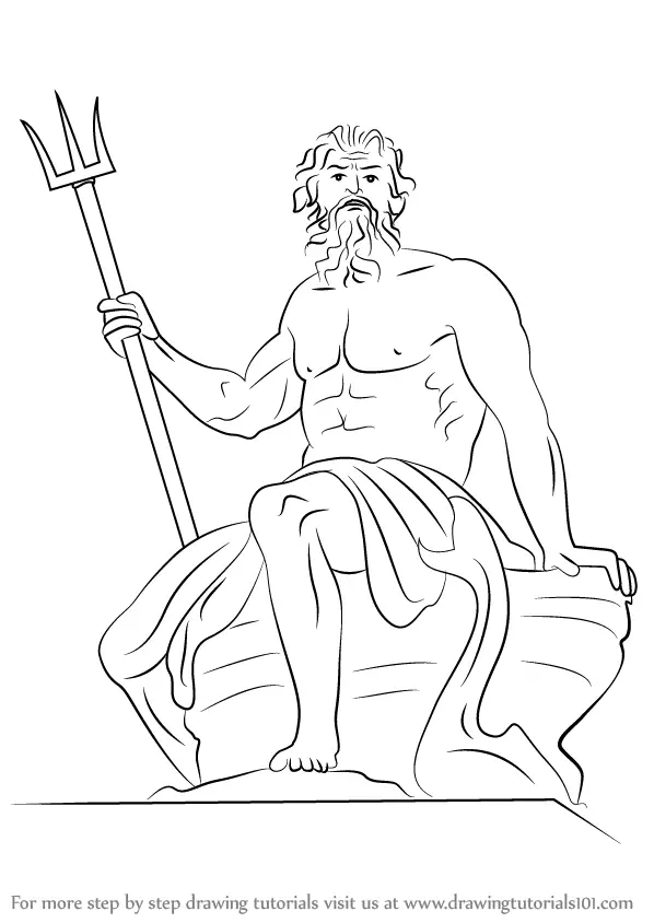Step by Step How to Draw Poseidon