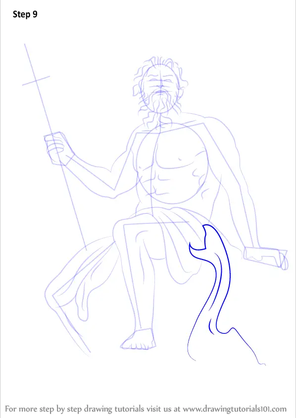 Step by Step How to Draw Poseidon : DrawingTutorials101.com