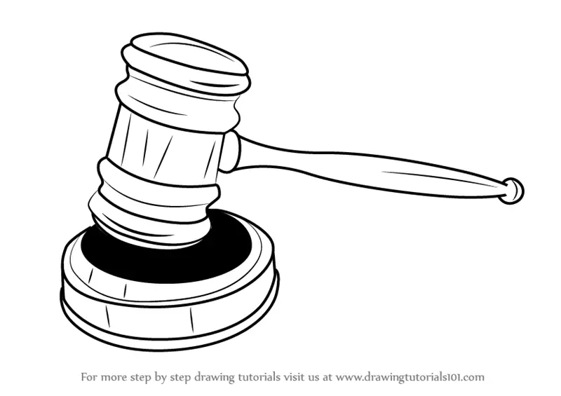 Step by Step How to Draw Judges Gavel : DrawingTutorials101.com