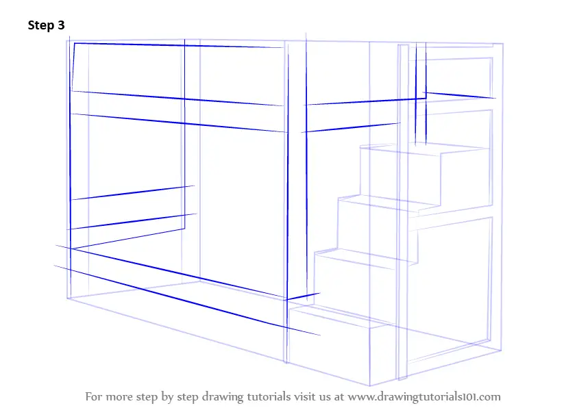 Step by Step How to Draw a Bunk Bed