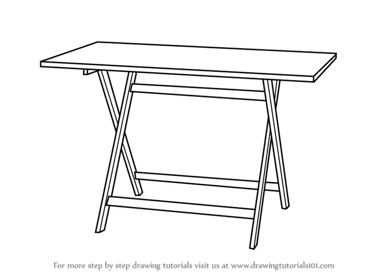 Learn How to Draw a Folding Table (Furniture) Step by Step ...