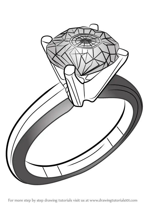 Learn How to Draw a Diamond Ring (Jewellery) Step by Step