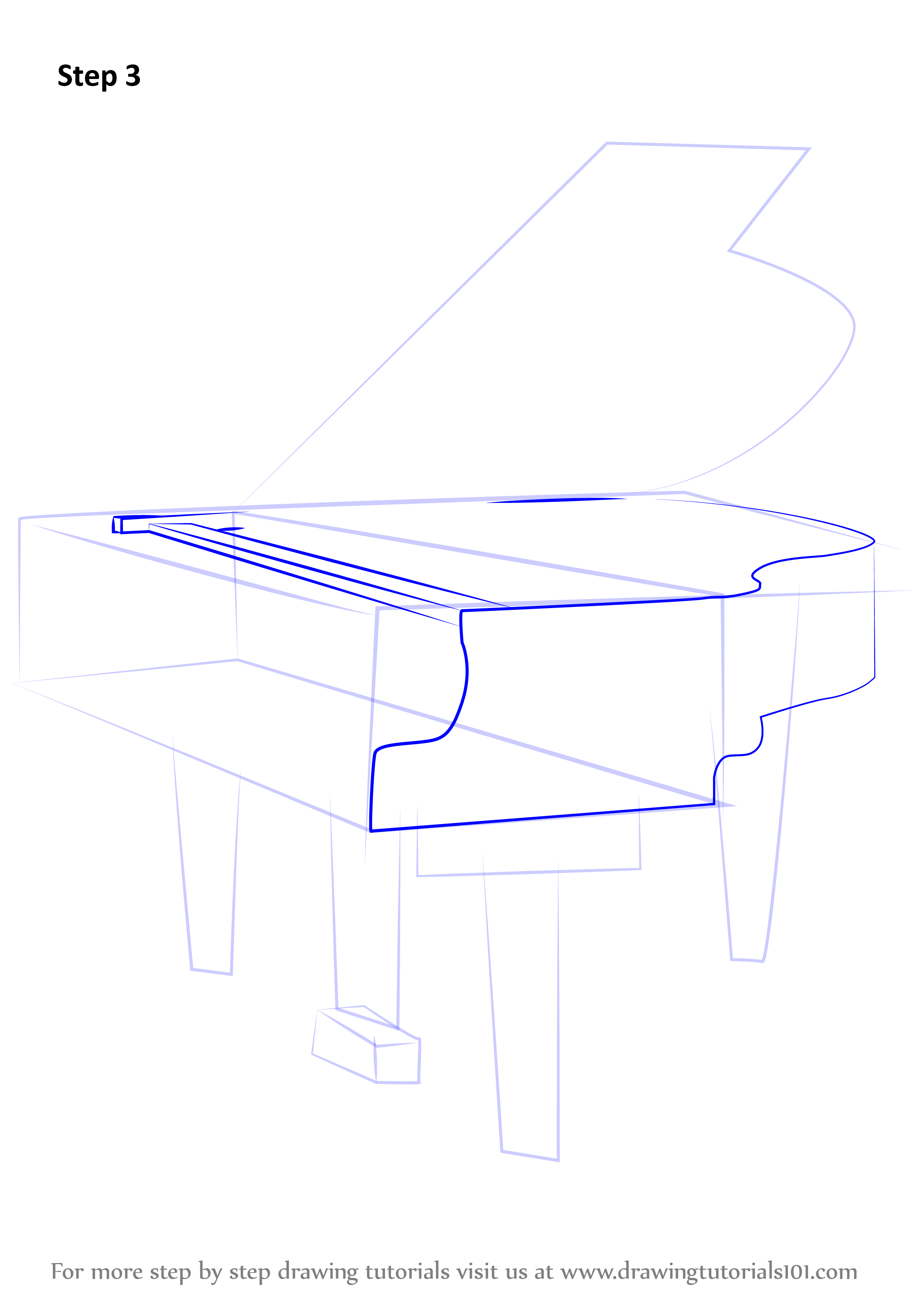 Learn How to Draw a Grand piano (Musical Instruments) Step by Step
