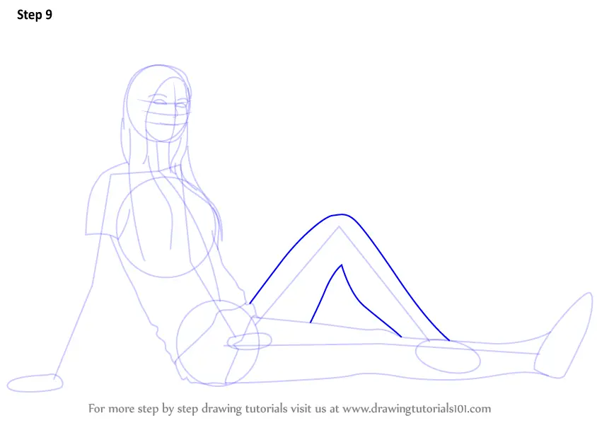 Learn How to Draw a Pretty Girl Sitting (Girls) Step by Step : Drawing