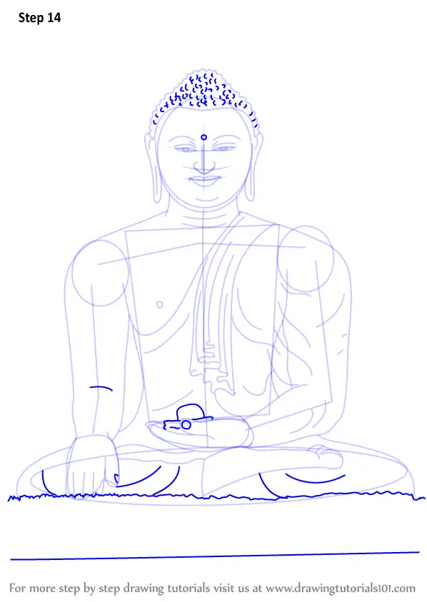Learn How to Draw a Buddha Meditating (Buddhism) Step by Step : Drawing
