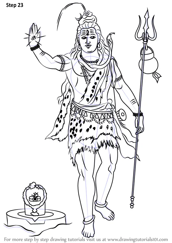 Learn How to Draw Lord Shiva Standing (Hinduism) Step by Step : Drawing