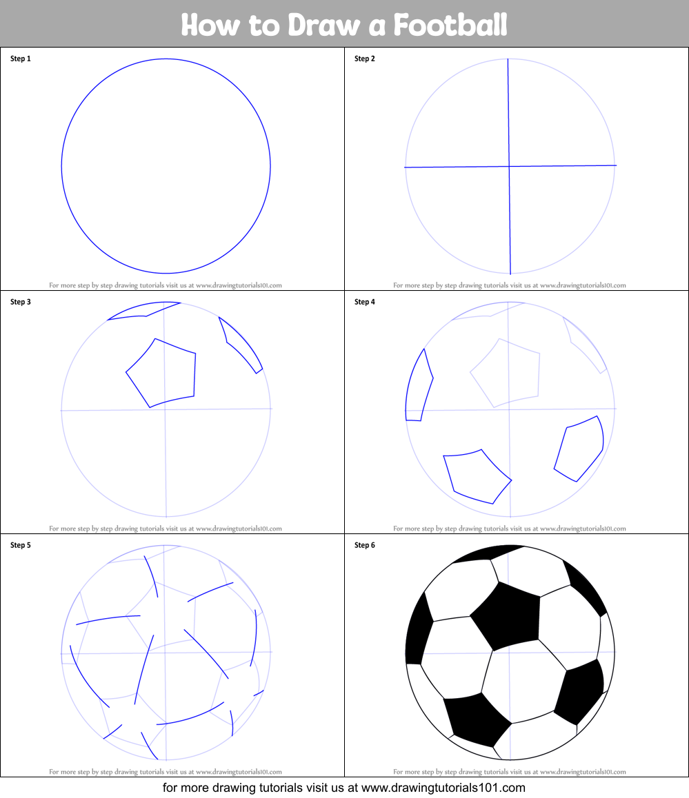 How to Draw a Football printable step by step drawing