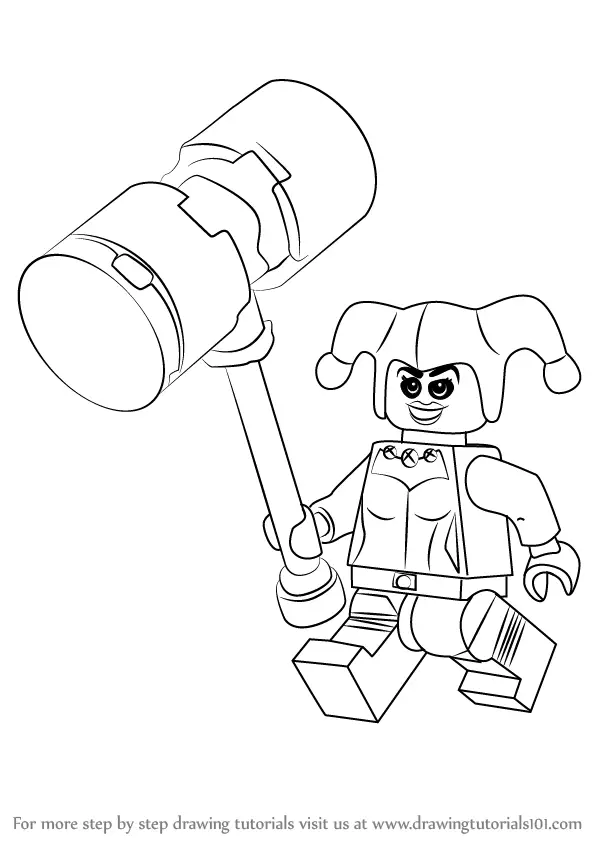 stepstep how to draw lego harley quinn