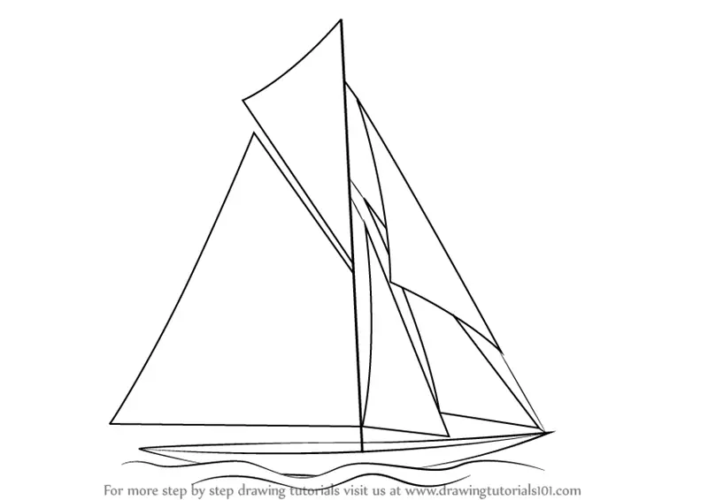 Learn How to Draw a Sailboat (Boats and Ships) Step by Step : Drawing 