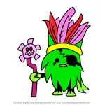 How to Draw Green Hoodoo Honcho from Moshi Monsters