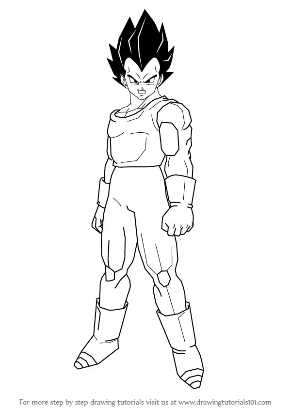 Step by Step Drawing tutorial on How to Draw Vegeta from Dragon ...