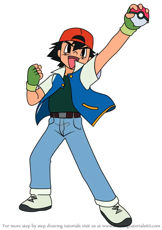 Learn How to Draw Ash Ketchum from Pokemon (Pokemon) Step by Step : Drawing  Tutorials
