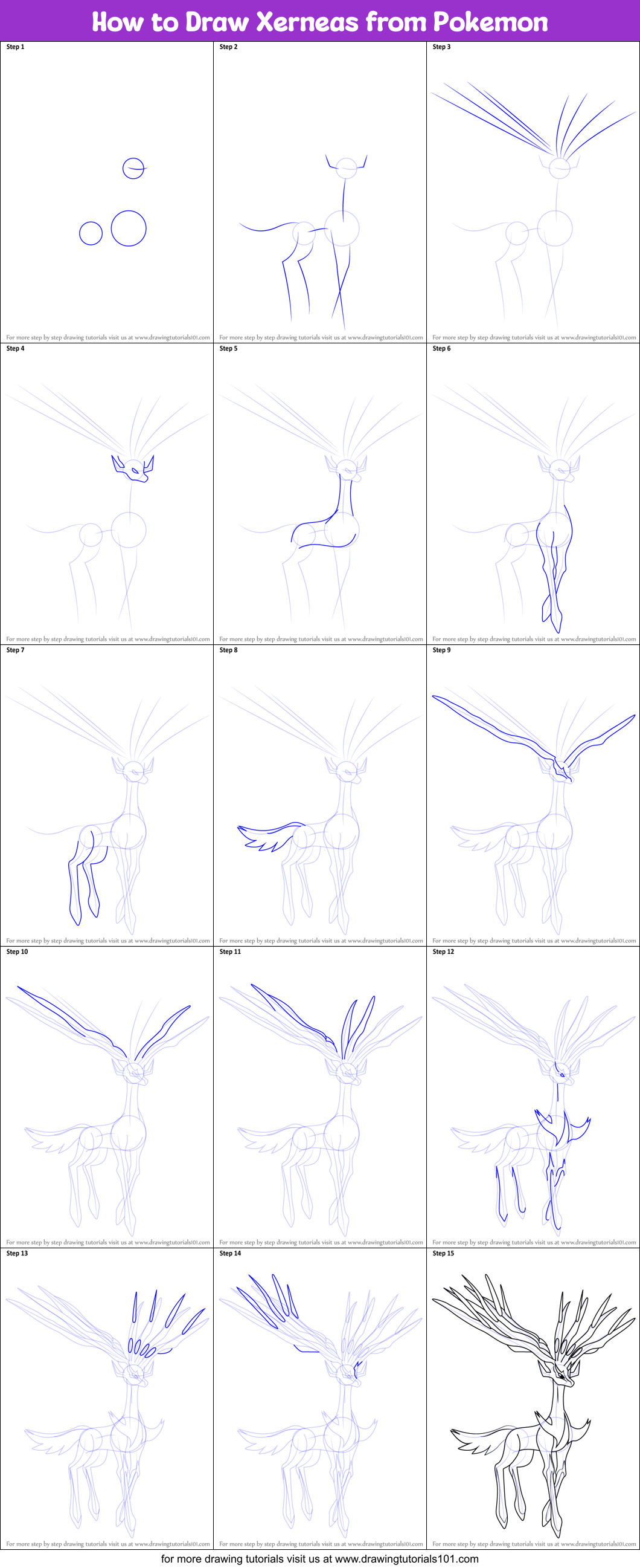 How To Draw Xerneas From Pokemon Printable Step By Step Drawing Sheet Drawingtutorials101 Com - xerneas pokemon legends roblox