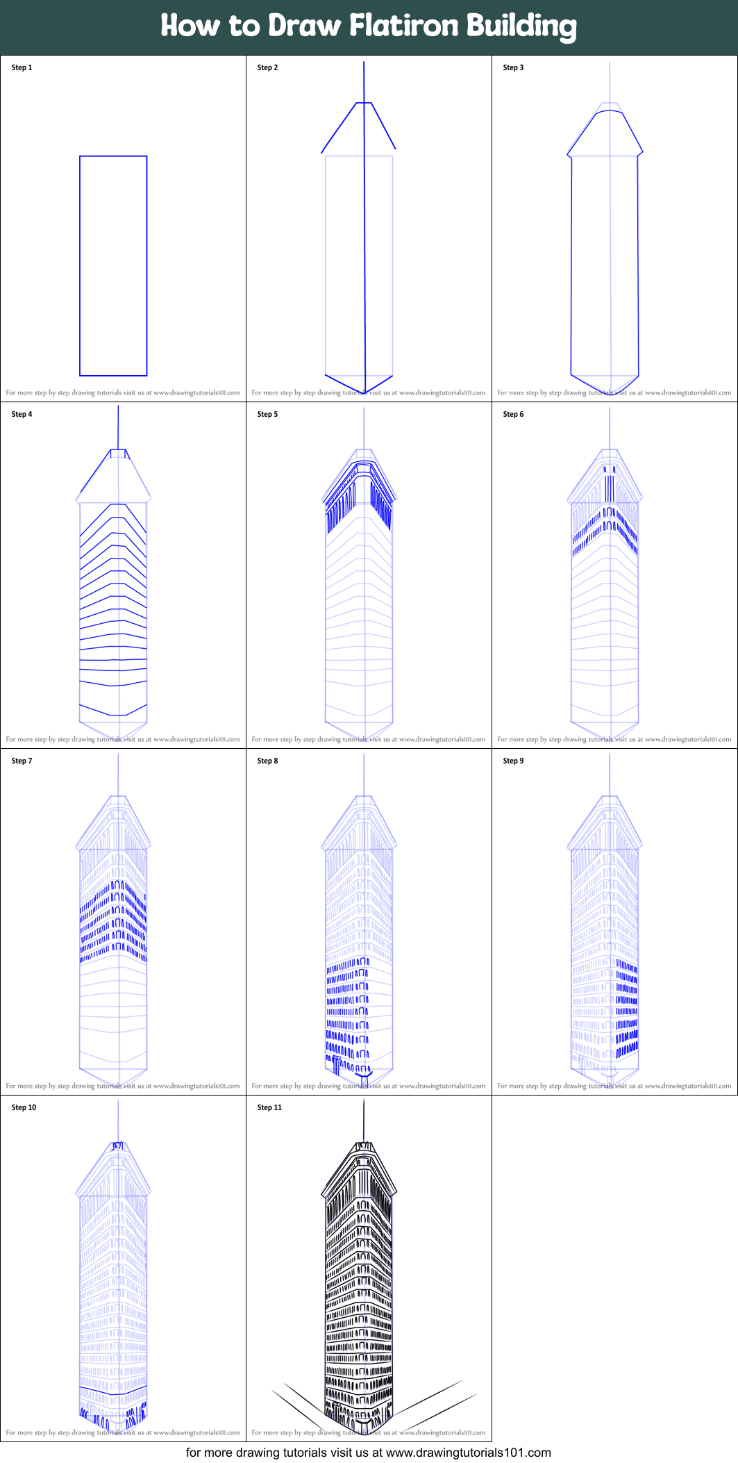 How To Draw Flatiron Building Printable Step By Step Drawing Sheet Drawingtutorials101 Com