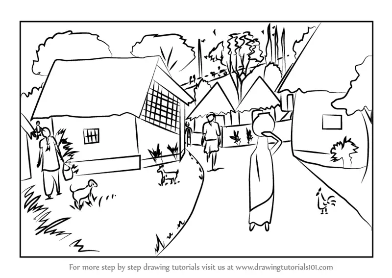 Featured image of post Village Drawing For Class 2 : Learn how to draw village scenery pictures using these outlines or print just for coloring.