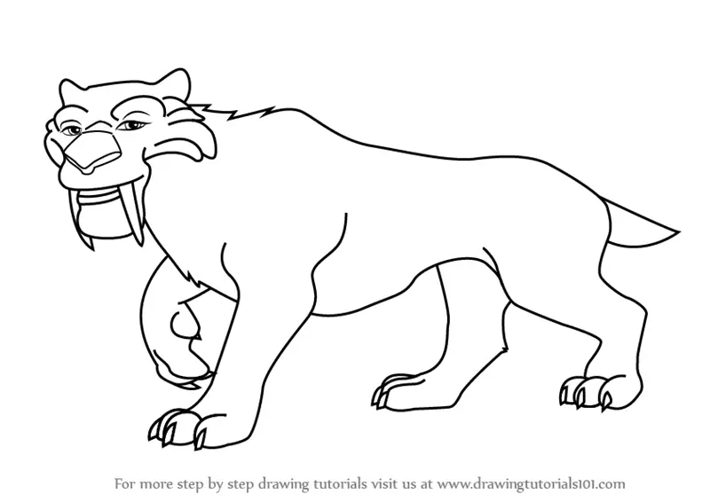 Learn How to Draw Diego from Ice Age (Ice Age) Step by Step : Drawing  Tutorials