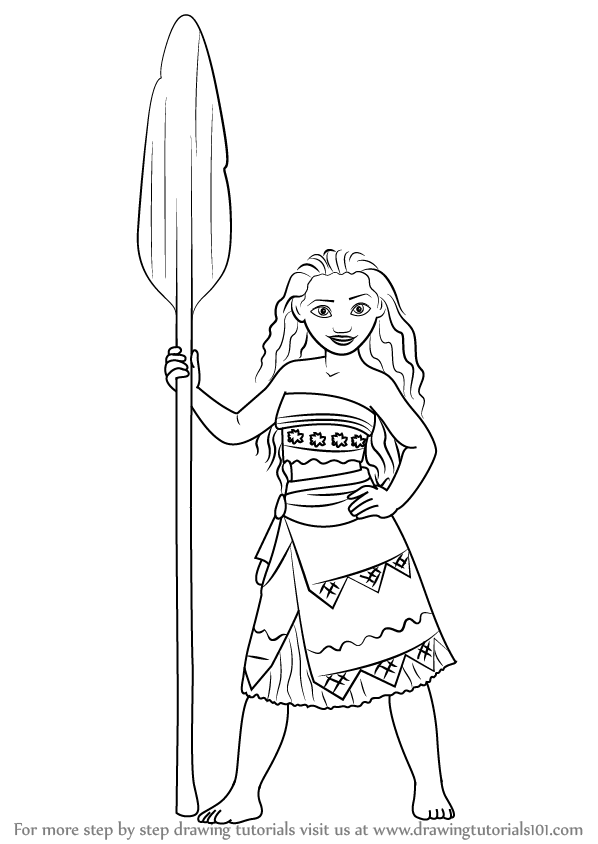 Learn How to Draw Moana Waialiki from Moana (Moana) Step by Step ...