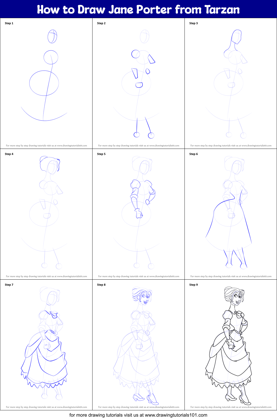 How To Draw Jane Porter From Tarzan Printable Step By Step Drawing Sheet Drawingtutorials101 Com This movie is my life and baby tarzan by sahawkfire on deviantart. how to draw jane porter from tarzan