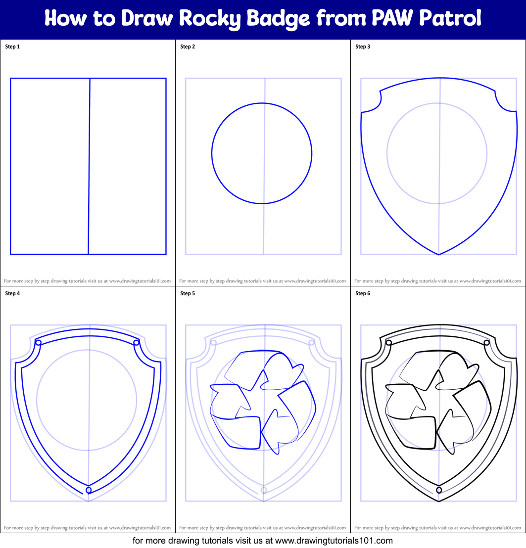 abstrakt Ekstrem vare How to Draw Rocky Badge from PAW Patrol printable step by step drawing  sheet : DrawingTutorials101.com