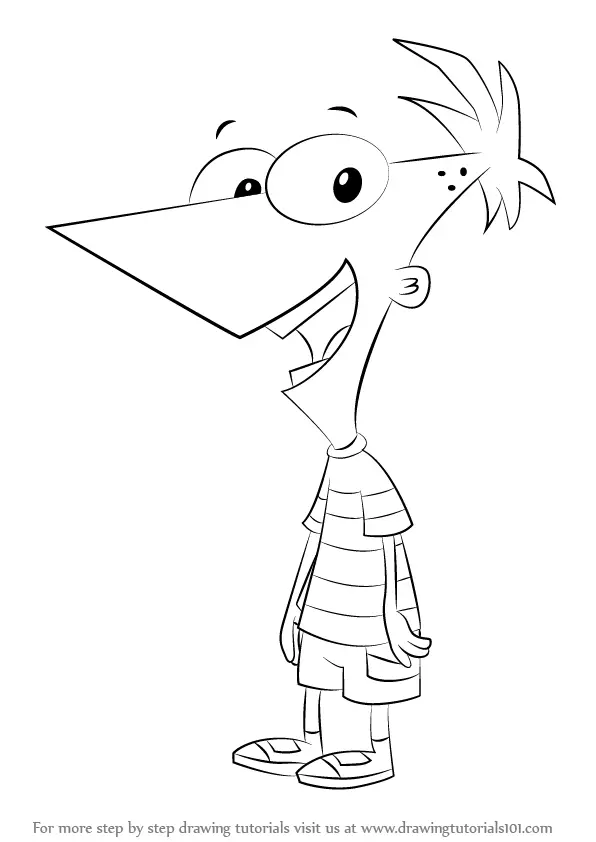 Learn How to Draw Phineas Flynn from Phineas and Ferb (Phineas and Ferb)  Step by Step : Drawing Tutorials