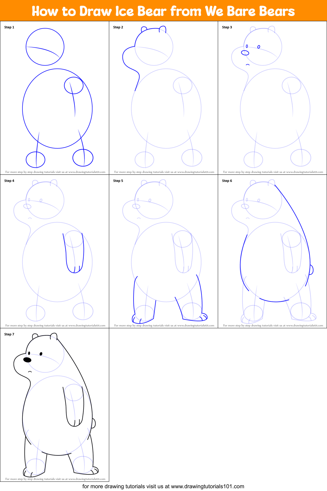 How To Draw Ice Bear From We Bare Bears Printable Step By Step Drawing Sheet Drawingtutorials101 Com