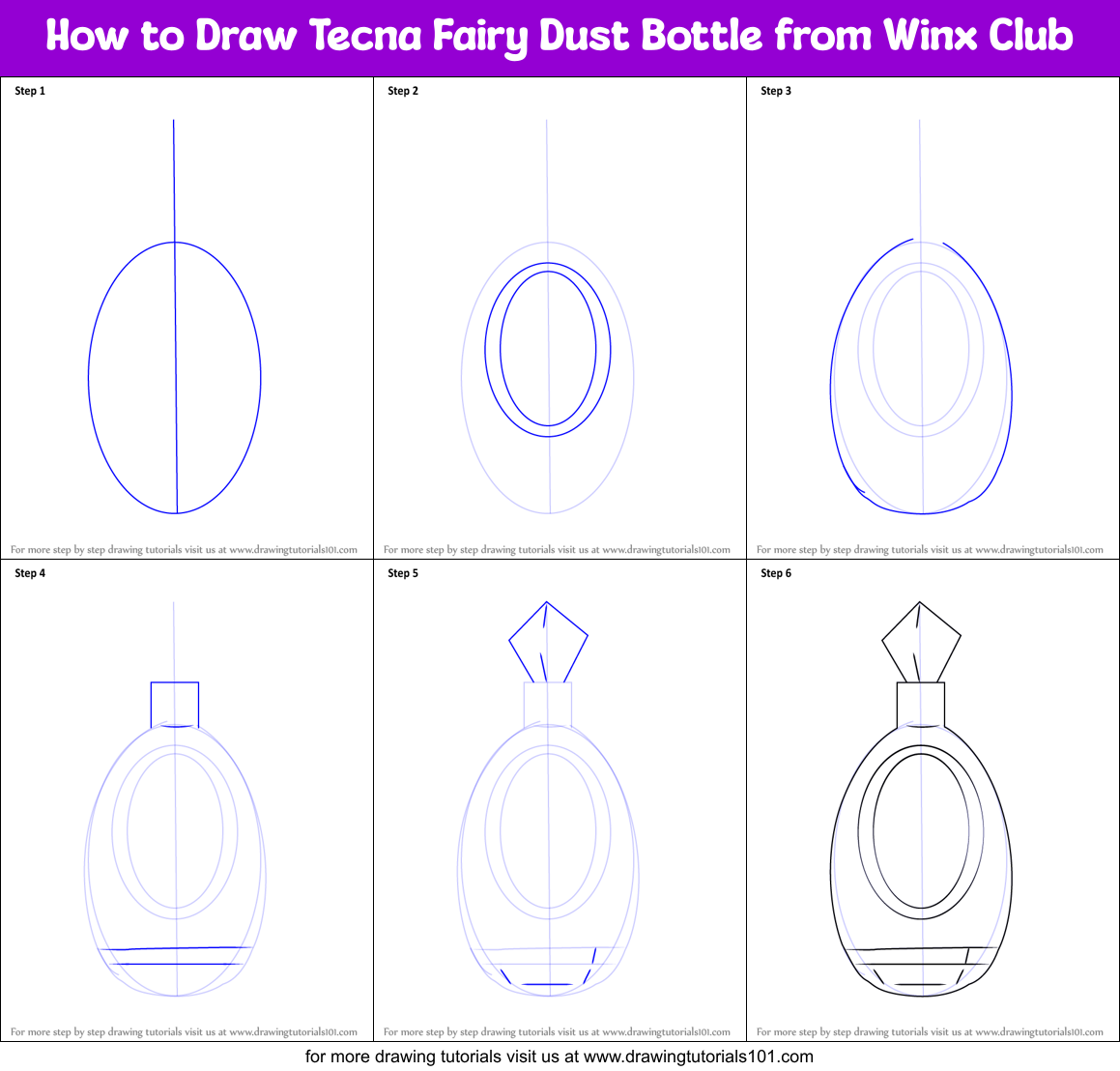 How To Draw Tecna Fairy Dust Bottle From Winx Club Printable Step