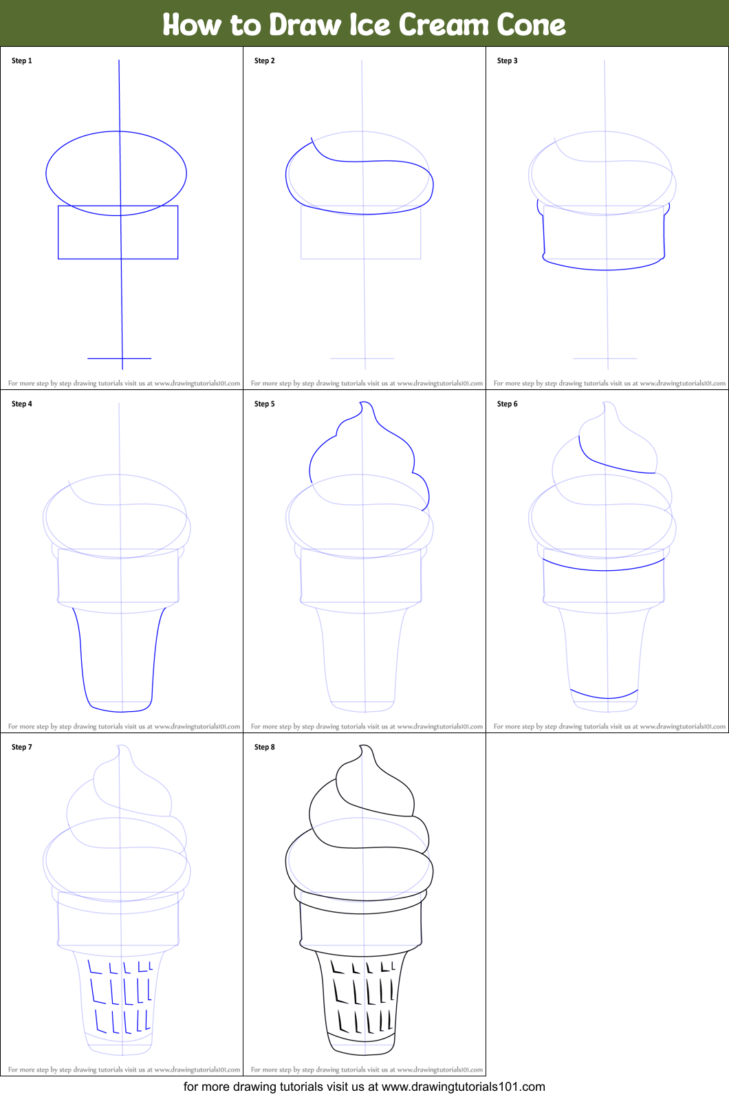 How To Draw Ice Cream Cone Printable Step By Step Drawing Sheet Drawingtutorials101 Com