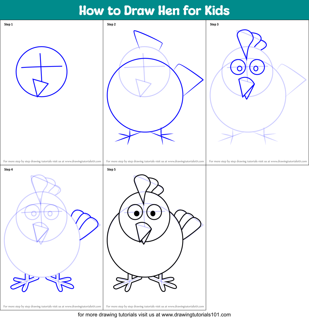 Featured image of post Hen Drawing For Kids - How draw hen with giving egg from 2 number step by step doodle art on paper.