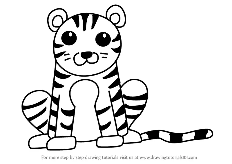 Learn How to Draw a Tiger for Kids Easy (Animals for Kids) Step by Step :  Drawing Tutorials