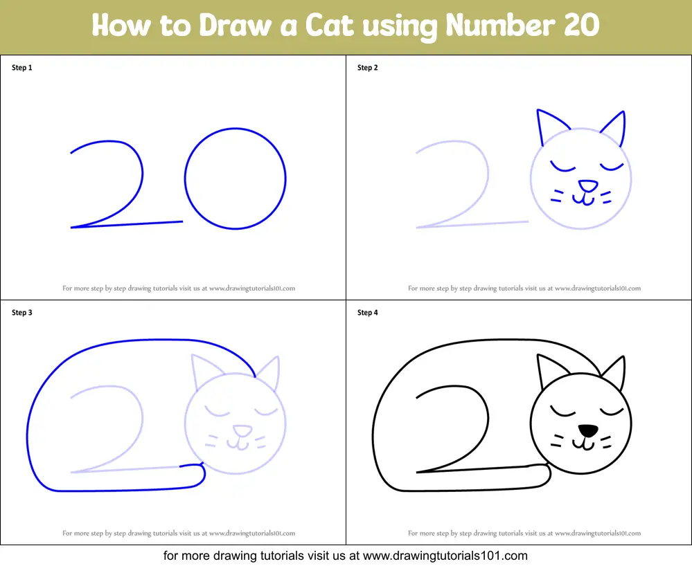 How To Draw A Cat Using Number Printable Step By Step Drawing Sheet Drawingtutorials101 Com
