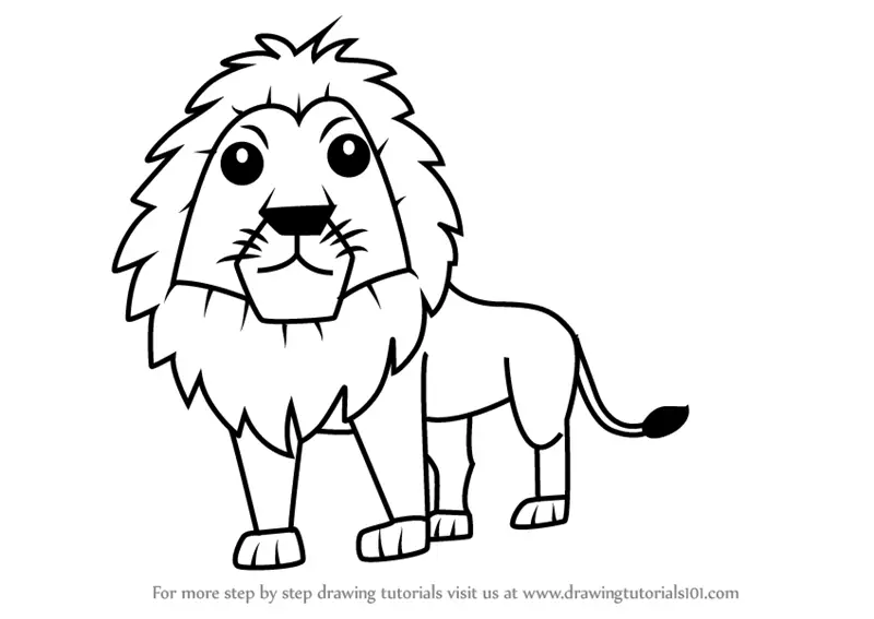 Learn How to Draw a Cartoon Lion (Cartoon Animals) Step by Step : Drawing  Tutorials
