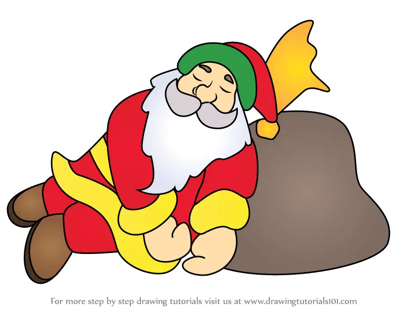 Step by Step How to Draw Santa Claus Sleeping : 