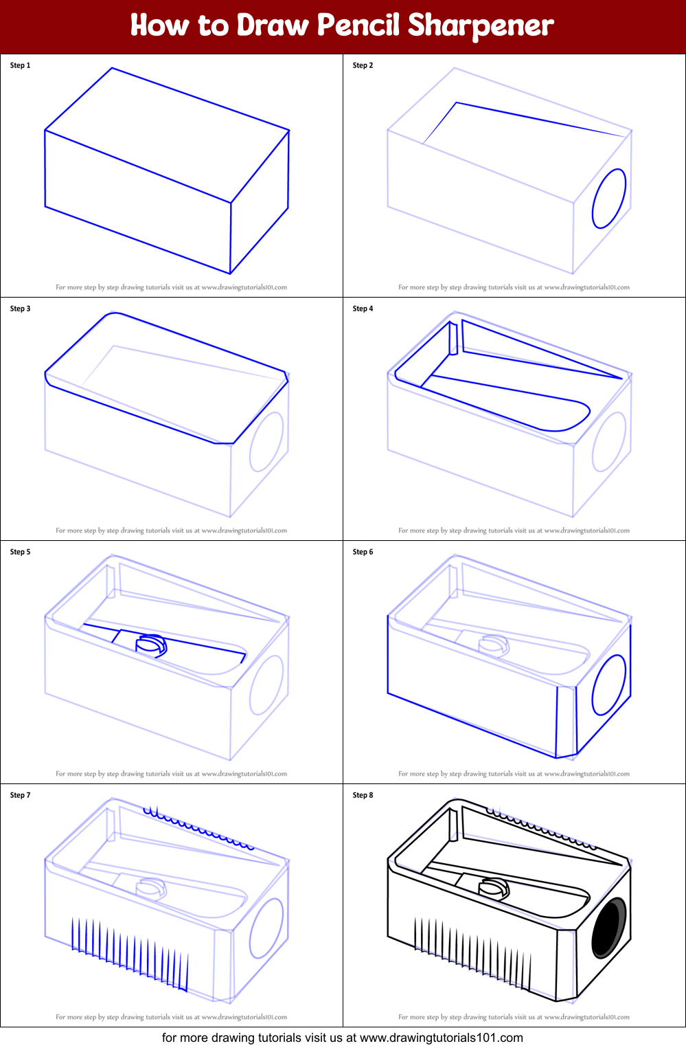 How to Draw Pencil Sharpener step by step