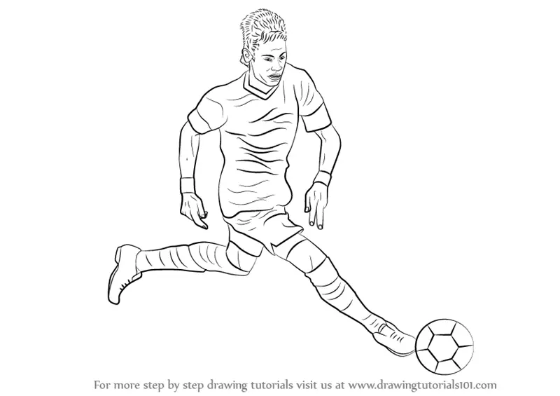 Learn How to Draw Neymar (Footballers) Step by Step : Drawing Tutorials