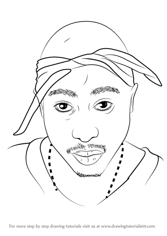 Learn How to Draw 2pac (Rappers) Step by Step : Drawing Tutorials