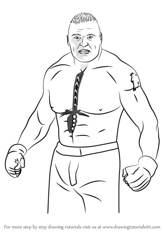 Step by Step How to Draw Brock Lesnar  DrawingTutorials101com