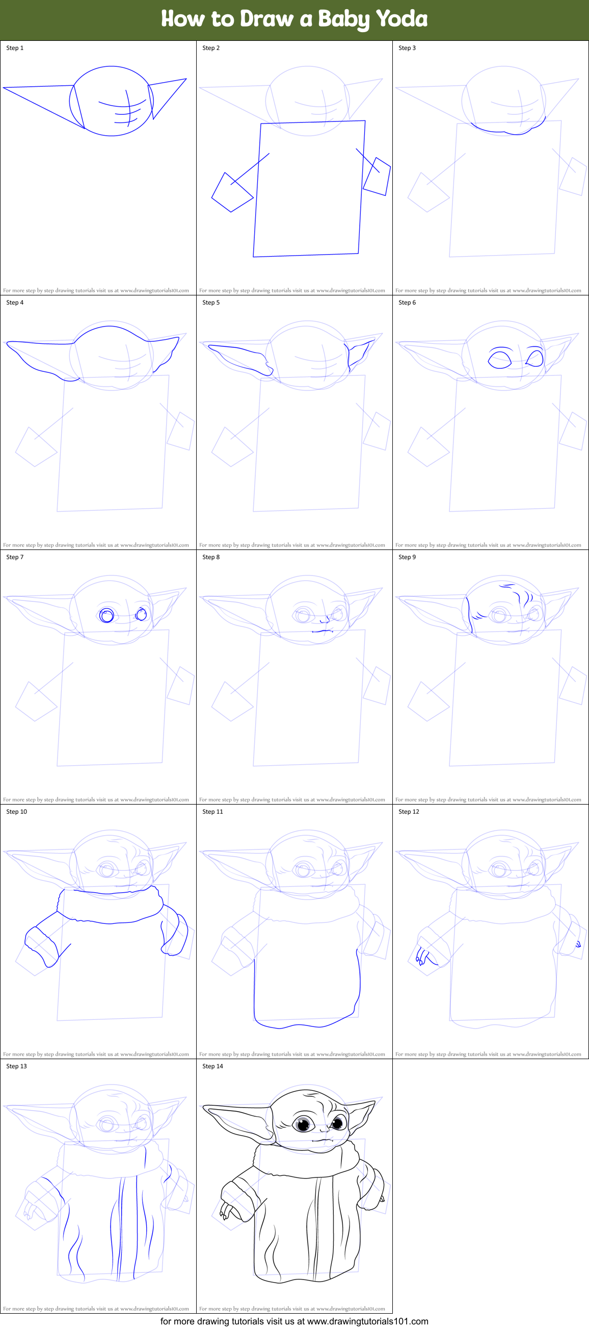 How To Draw A Baby Yoda Printable Step By Step Drawing Sheet Drawingtutorials101 Com