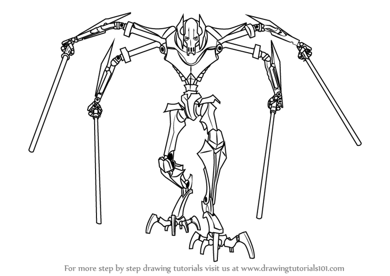 Learn How To Draw Grievous From Star Wars Star Wars Step By Step