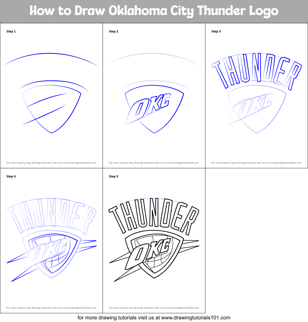 How To Draw Oklahoma City Thunder Logo Printable Step By Step Drawing Sheet Drawingtutorials101 Com