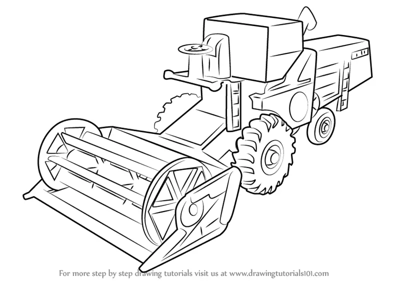 Learn How to Draw Combine Harvester (Other) Step by Step : Drawing Tutorials