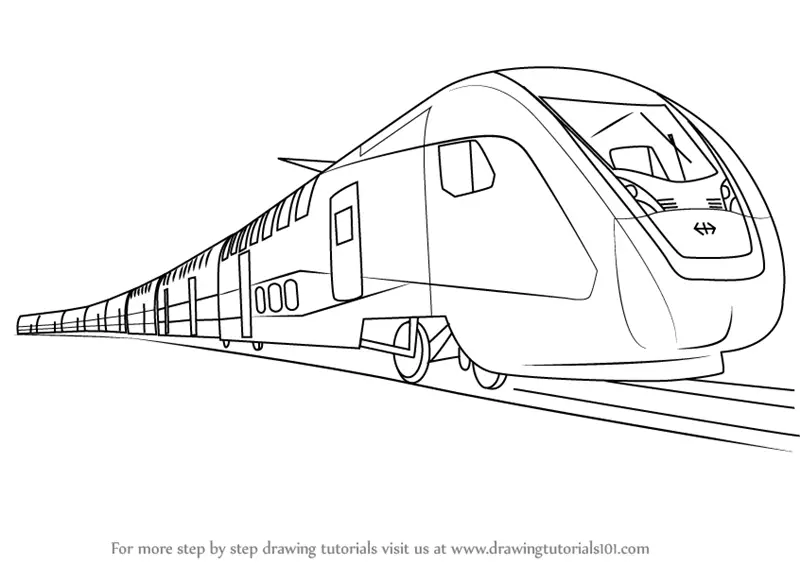 Step by Step How to Draw an Electric Train : 