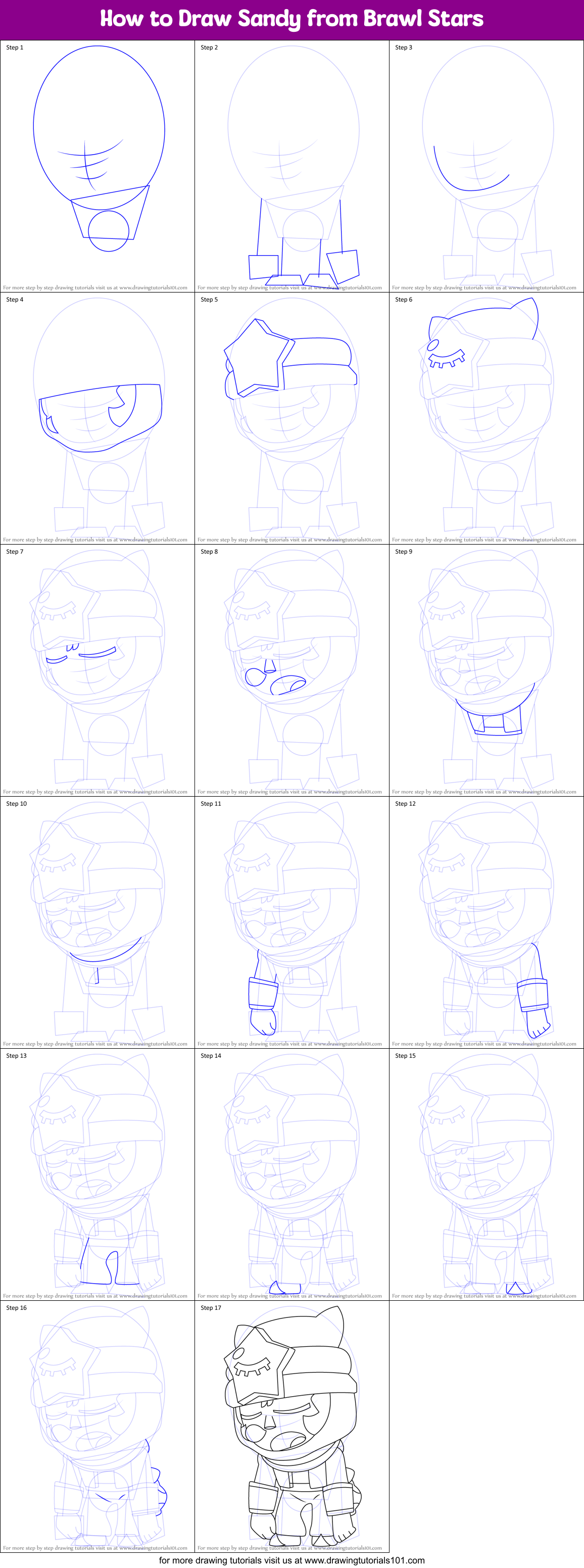 How To Draw Sandy From Brawl Stars Printable Step By Step Drawing Sheet Drawingtutorials101 Com - brawl stars sandy outline