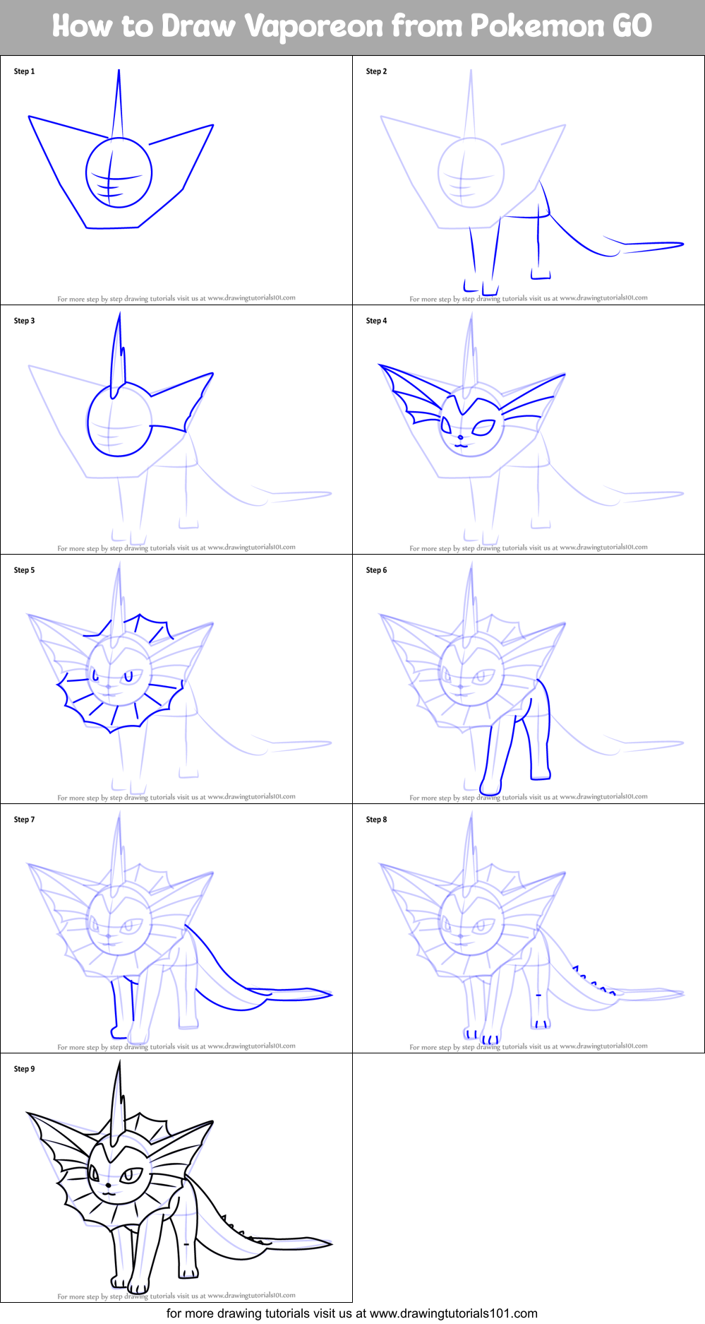 Featured image of post How To Draw Vaporeon Pokemon Vaporeon is a great character from an animated cartoon game pok mon which is a very famous game series of media franchise owned by the pok mon company and created by satoshi tajiri if you want to draw this