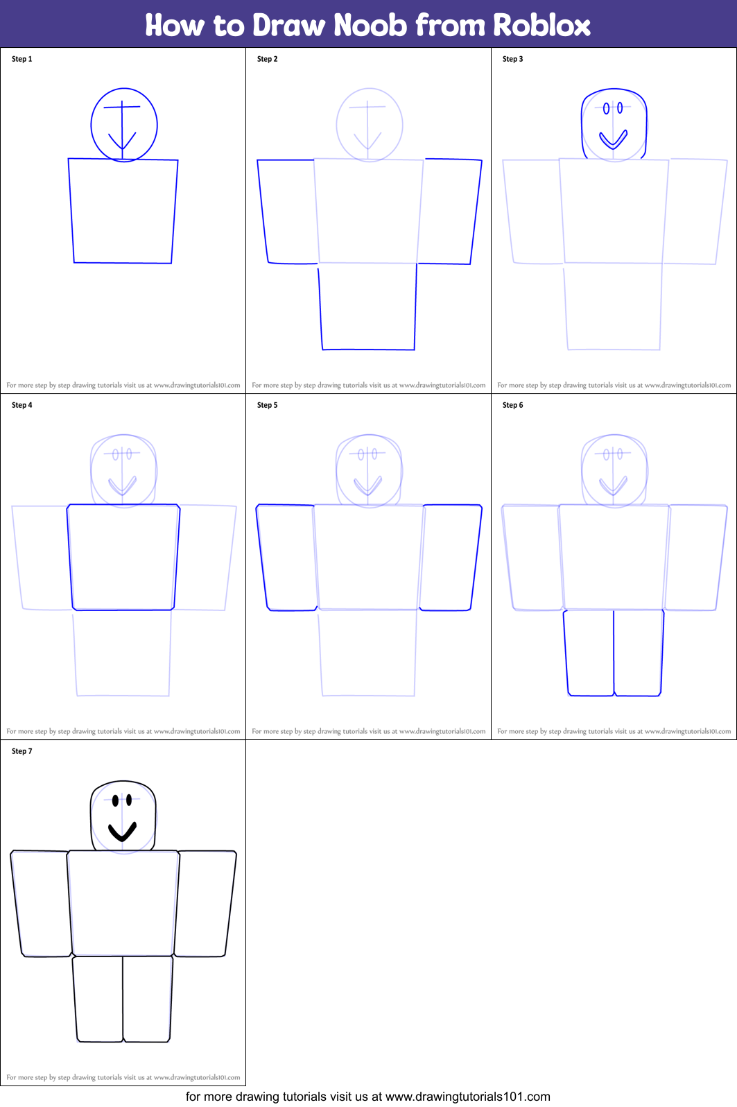 How To Draw Noob From Roblox Printable Step By Step Drawing Sheet Drawingtutorials101 Com - roblox tutorials